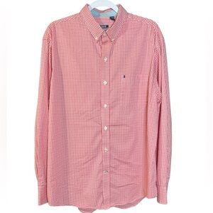 Izod Men's Pink gingham Button Down Shirt long sleeve mens L
